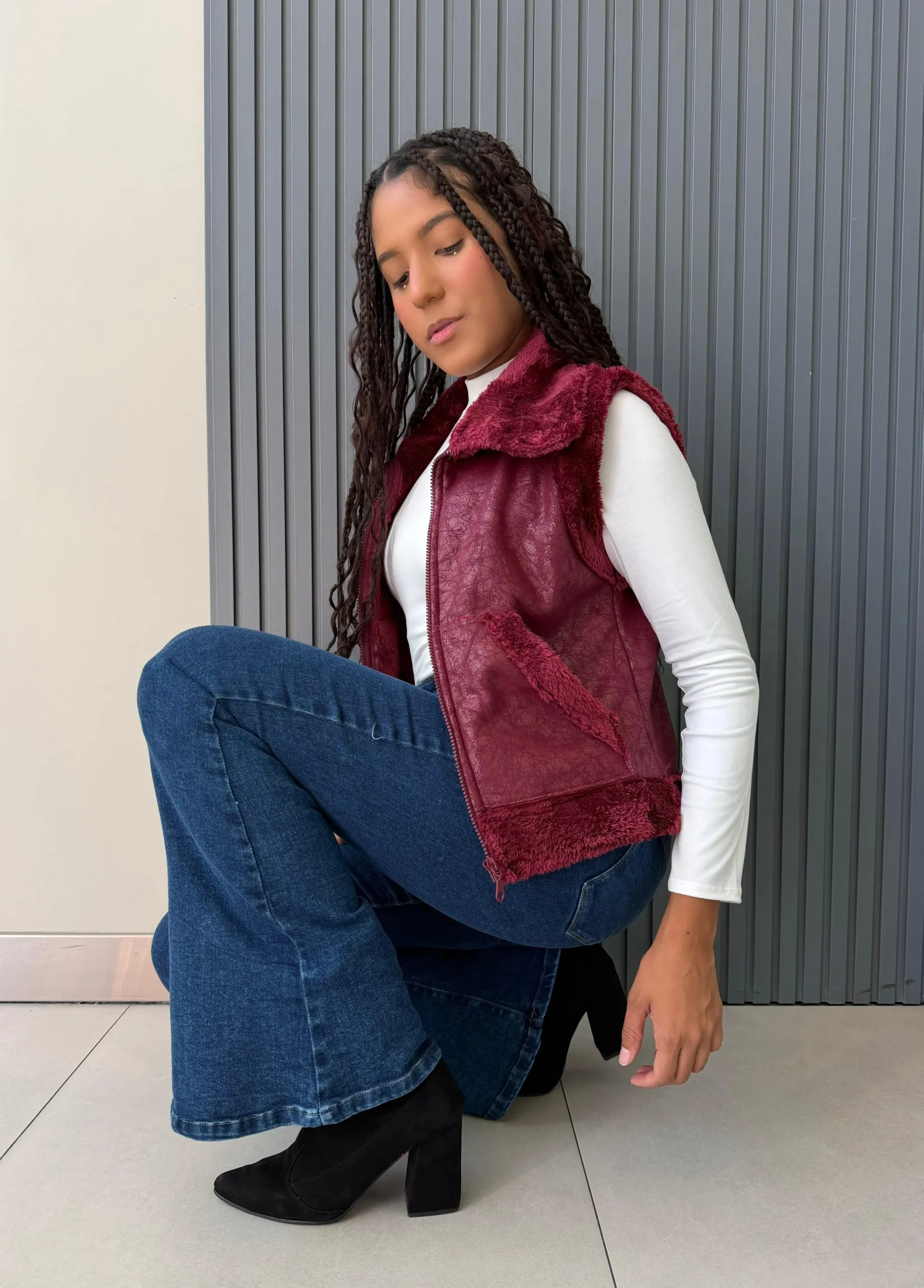 Chaleco Craquelado con piel